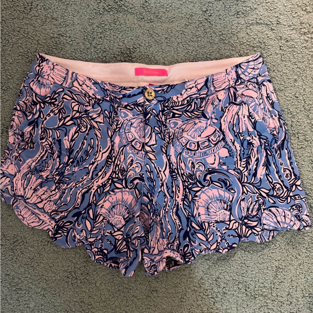 Lilly Pulitzer High Waist Blue and Pink Paisley Shorts